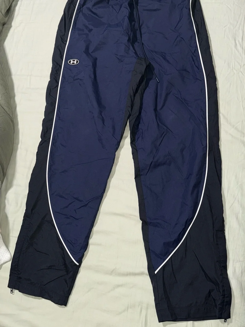 Under Armour Navy and Black Track Pants with White Piping